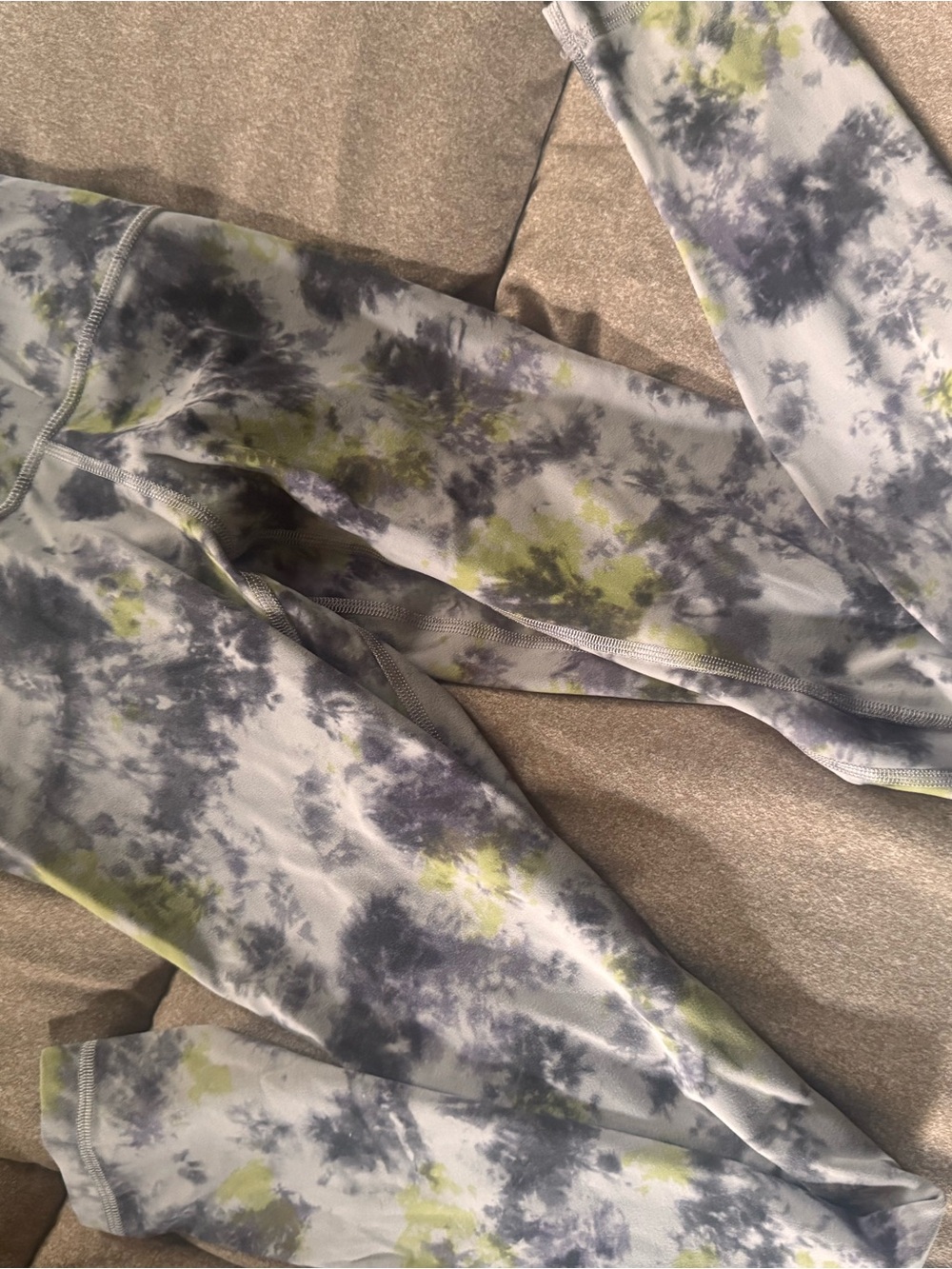lululemon athletica Gray & Lime Tie-Dye High-Rise Leggings